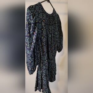 Floral Patterned Black Blouse